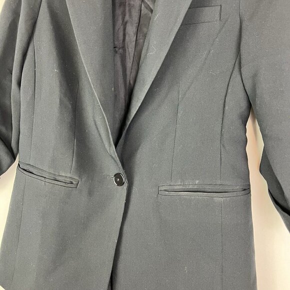 Maeve x Anthropologie Black Roll-Tab Sleeve Single Breasted Blazer Jacket Size 0 - Picture 4 of 10